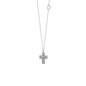 DAMIANI WHITE GOLD DIAMOND CROSS PENDANT 0.0490. 