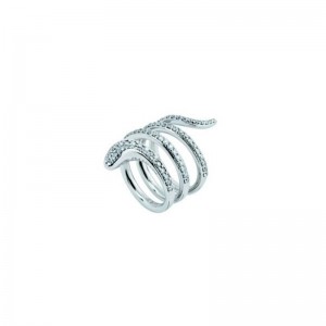 DAMIANI 18K WHITE GOLD EDEN DIAMOND SNAKE RING SIZE 15 0.9640. 