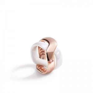 Damiani Abbraccio White Ceramic And Rose Gold Ring