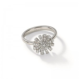 18K WHITE GOLD MARGHERITA RING SIZE 13 DIA-0.3610. 