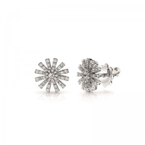 DAMIANI MARGHERITA WHITE GOLD DIAMOND FLOWER EARRINGS 0.5060. 