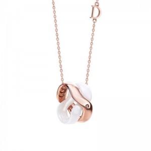 Damiani Abbraccio White Ceramic And Rose Gold Necklace