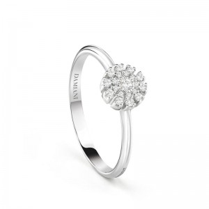 Damiani 18k White Gold Multi Diamond Ring Size 13 Diamond 0.10ctw. 