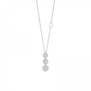 Damiani 18k White Gold 3 Flower Diamond Necklace 0.36ctw. 
