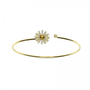 Damiani 18k Yellow Gold Flower Diamond Citrine Quartz Bracelet Diamond 0.32ctw. 