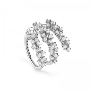 18K WHITE GOLD DIAMOND 3 WRAP MIMOSA RING SIZE 12-14 DIA-1.1900. 