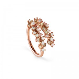 18K ROSE GOLD MIMOSA DIAMOND AND BROWN DIAMOND RING SIZE 12-14 DIA-0.74. 