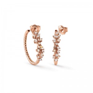 DAMIANI 18K ROSE GOLD BROWN DIAMOND MIMOSA EARRINGS 0.6900. 