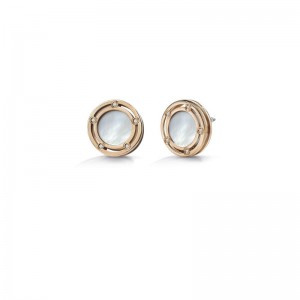 Damiani 18k White and Pink Diamond and Mother and Pearl Earrings 0.05ctw. 