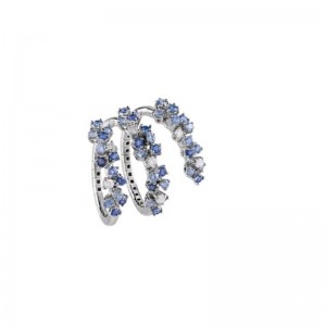 DAMIANI 18K WHITE GOLD MIMOSA DIAMOND AND SAPPHIRE RING 0.1500,SAPH-1.250. 