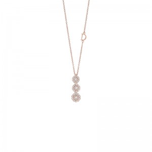 Damiani 18k Pink Gold 3 Flower Diamond Necklace 0.36ctw. 
