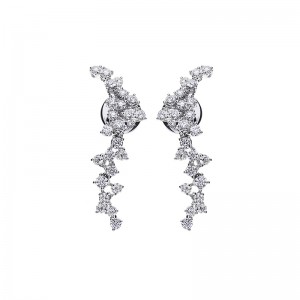 DAMIANI 18K WHITE GOLD DIAMOND MIMOSA EARRINGS 2.0400. 
