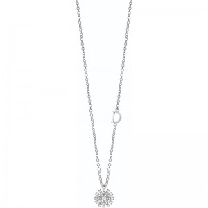 Damiani 18k White Gold Diamond Flower Necklace 0.16ctw. 