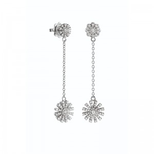 DAMIANI 18K WHITE GOLD DIAMOND MARGHARITA HANGING EARRINGS 0.6440. 