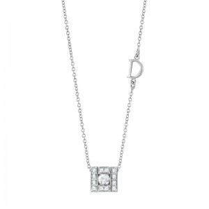 Damiani 18k White Gold Diamond Square Necklace 0.21ctw. 