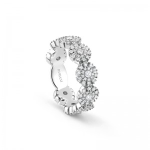 Damiani 18k White Gold Multi 9 Flower Ring 0.92ctw. 