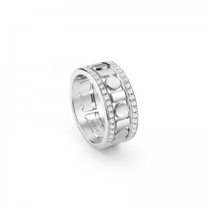 DAMIANI 18K WHITE GOLD DIAMOND BELLE EPOQUE REEL SIZE 13 GOLD-9.00GR 0.7360. 