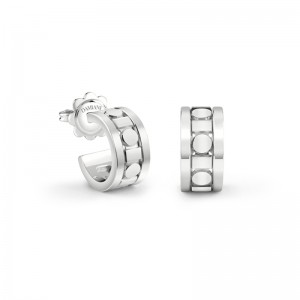 Damaini 18k White Gold Belle Epoque Reel Hoop Earrings. 