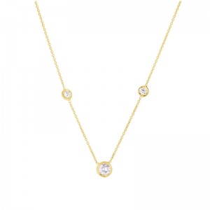 Roberto Coin Yellow Gold Diamond 3 Station Necklace .38ctw. 