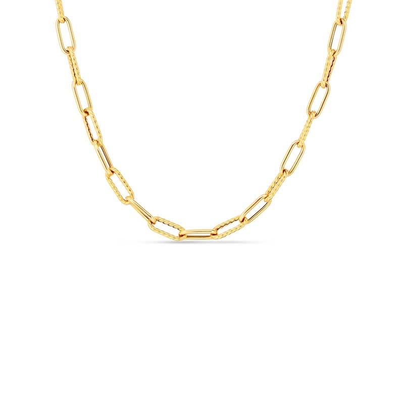 http://williambarthman.bluestar-apps.com/upload/product/Roberto Coin 18 Karat Yellow Gold Alternating Polished & Fluted Fine Paperclip Link Chain Necklace