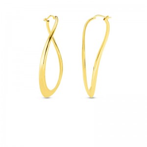 Roberto Coin 18K Gold Curved Teardrop Hoop Earring