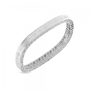 ROBERTO COIN 18KWG PRINCESS DIAMOND SINGLE BANGLE. 