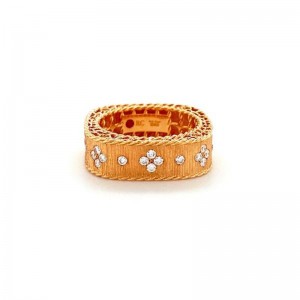 ROBERTO COIN 18K ROSE GOLD PRINCESS DIAMOND SQUARE RING 0.32. 