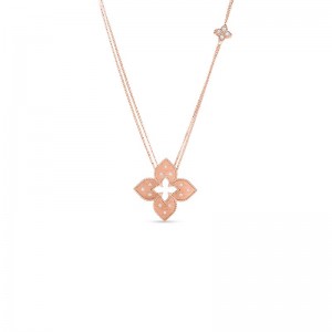 18K ROSE GOLD DIAMOND VENETIAN PRINCESS NECKLACE 0.20. 