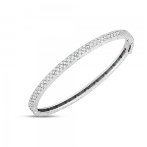 ROBERTO COIN 18K WHITE GOLD DIAMOND SYMPHONY BANGLE 48X58  0.90. 