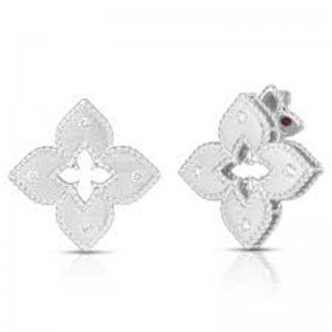 Roberto Coin White Gold Diamond Petite Venetian Princess Stud Earring .12ctw. 