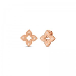 ROBERTO COIN 18K ROSE GOLD PETITE VENETIAN PRINCESS STUD EARRINGS 0.12. 