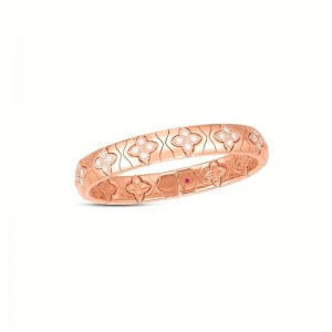 18K ROSE GOLD DIAMOND ROYAL PRINCESS FLOWER BANGLE 1.26CT. 