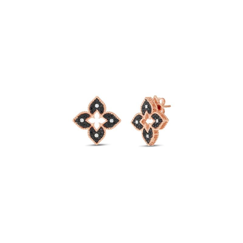 http://williambarthman.bluestar-apps.com/upload/product/18K ROSE GOLD BLACK AND WHITE DIAMOND PETITE VENETION PRINCESS EARRINGS 0.71. 