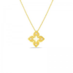 18K YELLOW GOLD DIAMOND PETIT VENETIAN NECKLACE XS 0.02. 