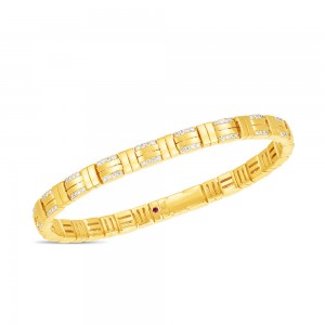 Roberto Coin 18K Veneto Woven Single Row Bracelet  W. Diamond Accent