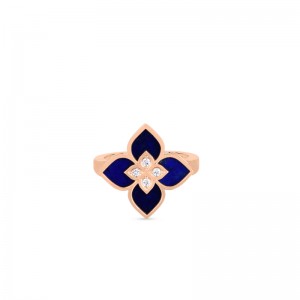 ROBERTO COIN 18K ROSE GOLD VENETIAN PRINCESS SMAL LAPIS DIAMOND FRAME RING. BLAP 3.20 DIA 0.05