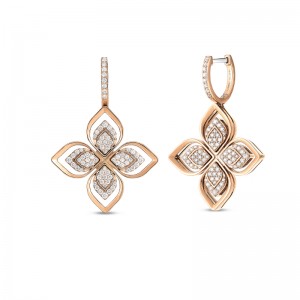 ROBERTO COIN ROSE GOLD DIAMOND VENETIAN PRINCESS EARRINGS 0.95. 