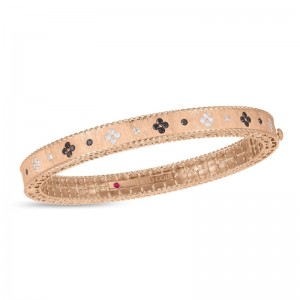 ROBERTO COIN 18K ROSE GOLD VENETIAN PRINCESS BLACK AND WHITE DIAMONDS SATIN. BANGLE 48X58 DIA 0.45