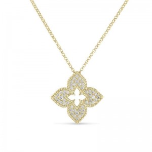 18K YELLOW GOLD DIAMOND VENETIAN PRINCESS NECKLACE .30CTW. 