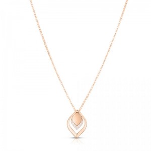 Roberto Coin 18K Rose Gold Diamond Petal Pendant with Round Diamonds