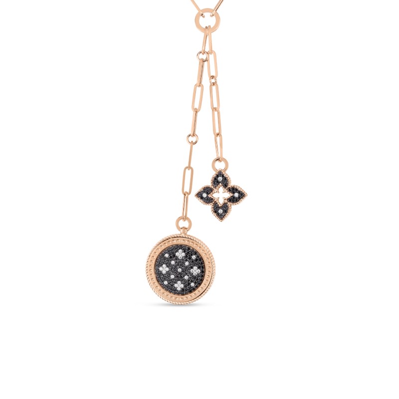 http://williambarthman.bluestar-apps.com/upload/product/ROBERTO COIN 18K ROSE GOLD VENETIAN PRINCESS DOUBLE BLACK AND WHITE DIAMONDS. MEDIUM LENGTH CHAIN