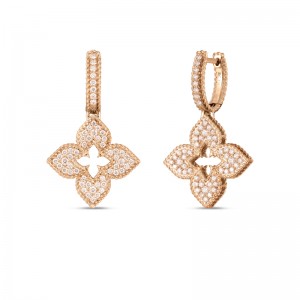 ROBERTO COIN 18K ROSE GOLD DIAMOND VENETIAN PRINCESS EARRINGS 0.77. 