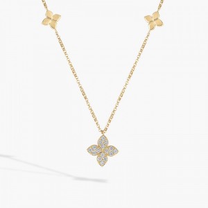 Roberto Coin 18k Yellow Gold Diamond Love By The Inch Necklace .17ctw. 