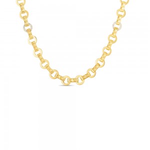 ROBERTO COIN 18K YELLOW GOLD OBELISCO NECKLACE 1 DIAMOND CIRCLE 0.29. 
