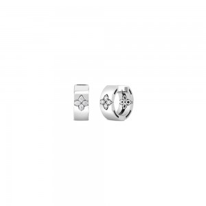 ROBERTO COIN 8K WHITE GOLD DIAMOND LOVE IN VERONA EARRINGS 0.16. 