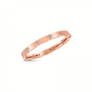 ROBERTO COIN 18K ROSE GOLD DIAMOND LOVE IN VERONA BANGLE 48X58. 