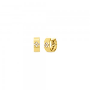 ROBERTO COIN 18K YELLOW GOLD DIAMOND LOVE IN VERONA HUGGIES. 