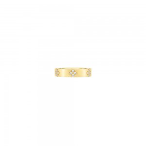 Roberto Coin 18 Karat Yellow Gold Narrow Verona Diamond Accent Band