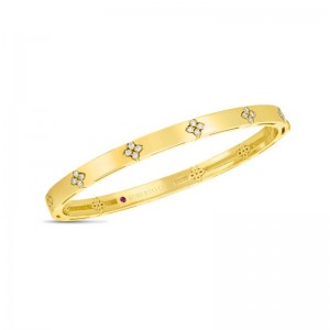 ROBERTO COIN 18K YELLOW GOLD DIAMOND LOVE IN VERONA BANGLE 48X58 0.15CTW. 