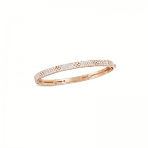 ROBERTO COIN 18K ROSE GOLD DIAMOND LOVE IN VERONA BANGLE 4.5MM DIA-1.70. 